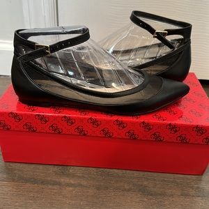 GUESS black leather flats size 5.5